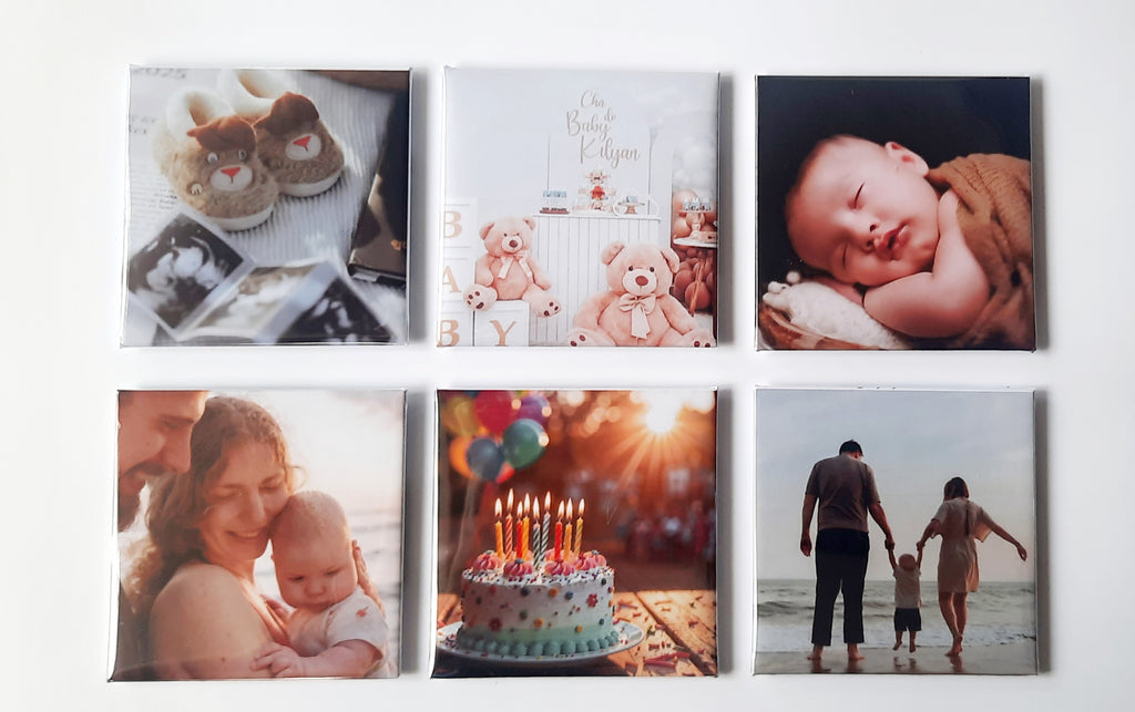 Six pack of custom photo magnets